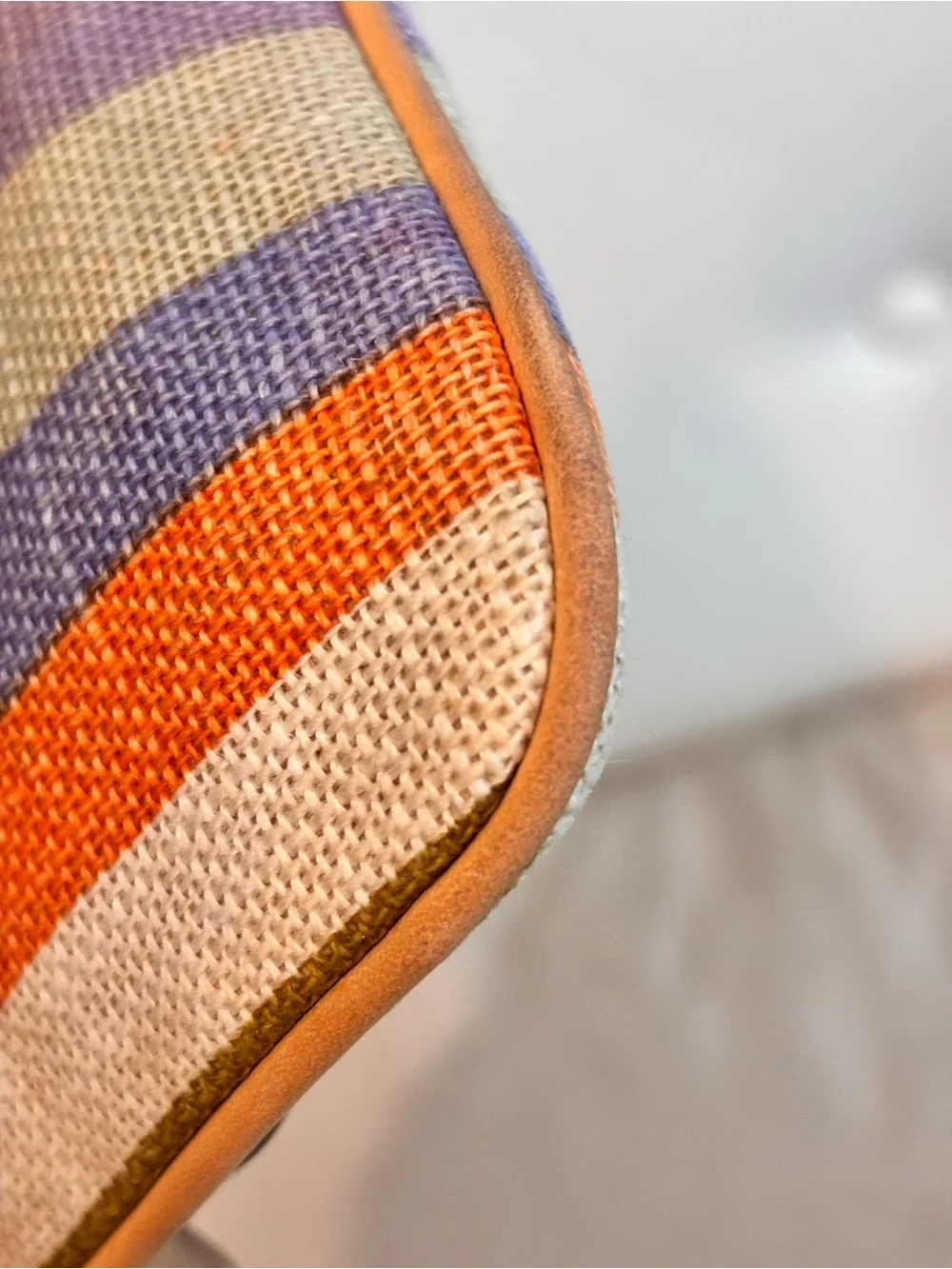 Coach Multicolor Striped Canvas & Leather Wristlet - Orange, Purple, Pink, Brown